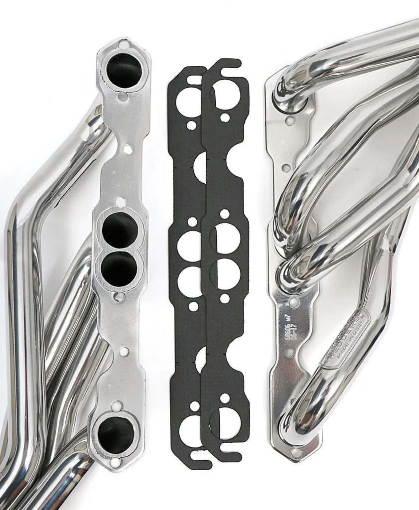 Hedman Hedders Silver Mid-Length Headers 68606 fits 1967-1981 Chevrolet Camaro / Nova / G-Body 283-400 - Back View