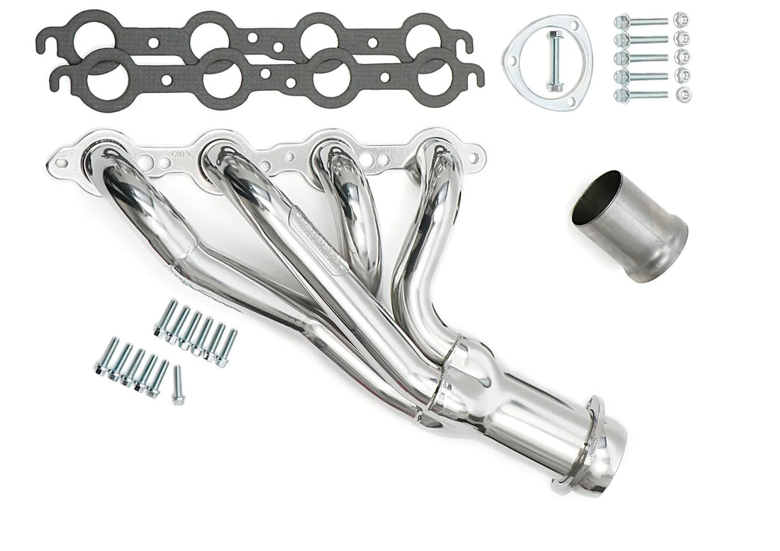 Hedman Hedders Silver Mid-Length LS Swap Headers 68026 fits 1978-1987 Gm A-Body / G-Body - Back View