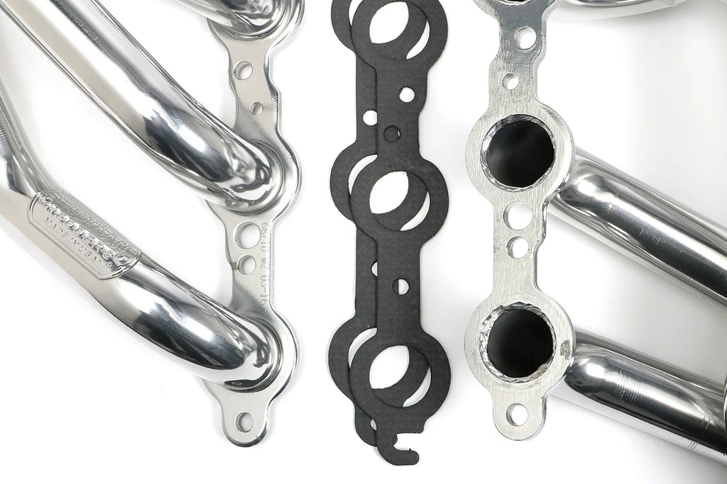 Hedman Hedders Silver Mild Steel LS Swap Headers fits 1967-1969 Chevrolet Camaro / FB / 1968-1974 Chevrolet Nova - Back View