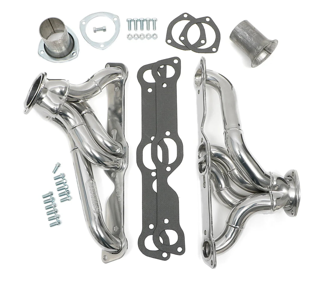 Hedman Hedders Silver Short-Tube Headers For 1970-79 Pontiac Firebird with Pontiac V8 - Back View