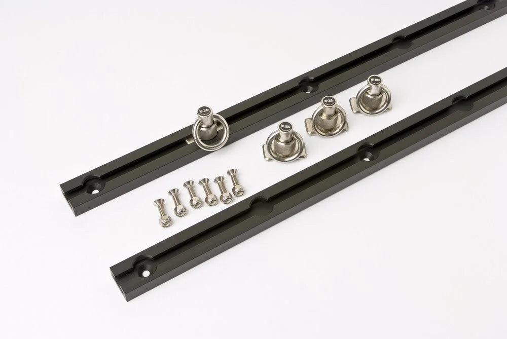 Hi-lift Jack 68" Short Bed Black Set. 2 Anodized Aluminum Rails, 4 SS Locking Slides BXR68B