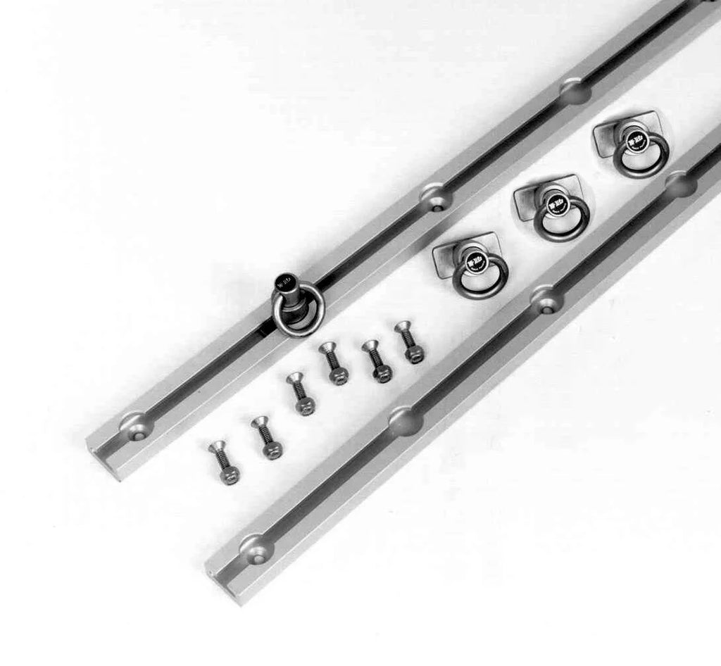 Hi-lift Jack 68" Short Bed Silver Set. 2 Anodized Aluminum Rails, 4 SS Locking Slides BXR68S