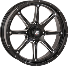 Load image into Gallery viewer, High Lifter Products Wheel - HL4 - Rear - Gloss Black w/Machined - 12x7 - 4/110 - 2+5 (-47 mm) 12HL04-1111 - Side View