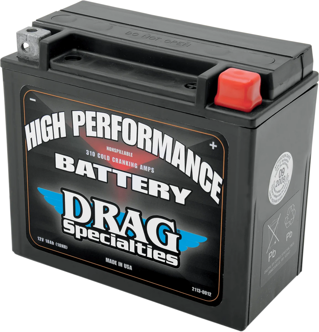 High Performance Battery - YIX30L DragSpecialties DRGM7230L - Side View