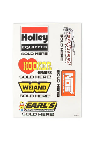 Holley 13" x 18" Holley Brand Sold Here decal sheet 36-410 - Main Product View