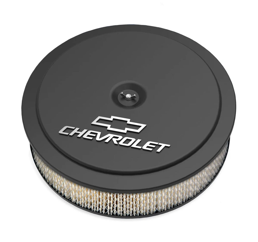 Holley 14" x 3" Air Cleaner Kit w/ Paper Filter - GM "Bowtie" and "Chevrolet" Logo 120-212 - Main Product View