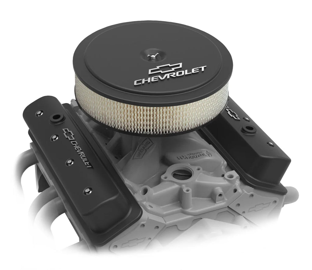 Holley 14" x 3" Air Cleaner Kit w/ Paper Filter - GM "Bowtie" and "Chevrolet" Logo 120-212 - Side View