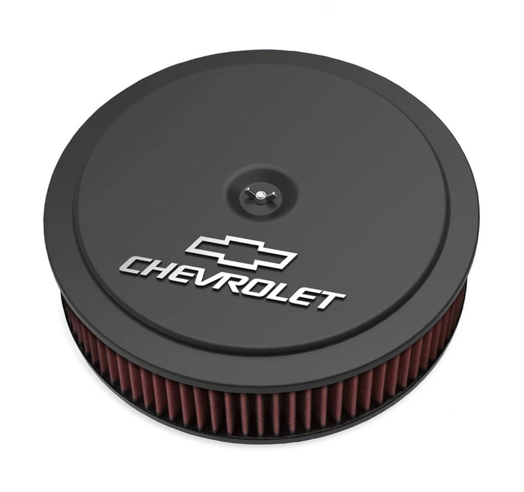 Holley 14" x 3" Air Cleaner Kit w/ Premium Filter - GM "Bowtie" and "Chevrolet" Logo 120-220 - Main Product View