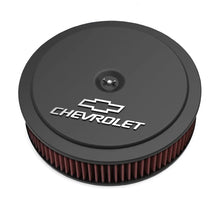 Load image into Gallery viewer, Holley 14" x 3" Air Cleaner Kit w/ Premium Filter - GM "Bowtie" and "Chevrolet" Logo 120-220 - Main Product View