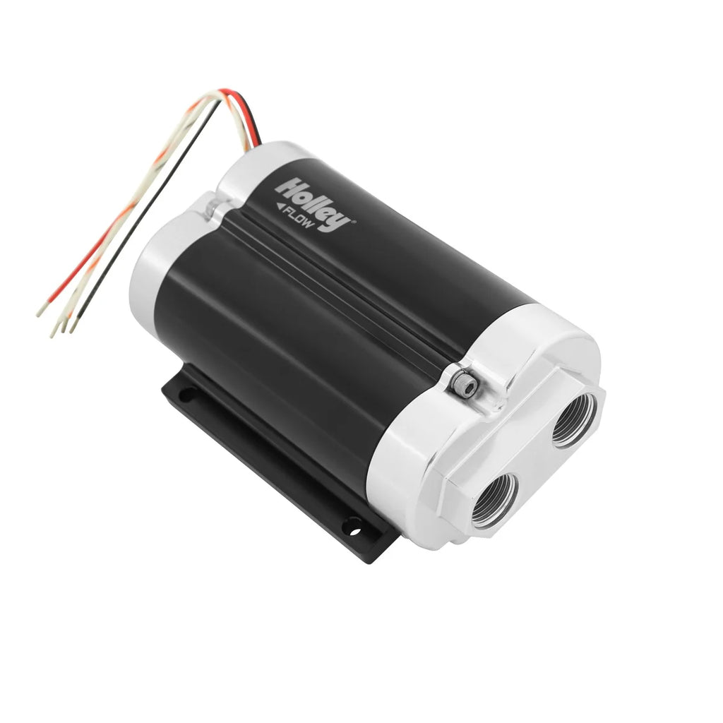 Holley 160 GPH Dominator In-Line Billet Fuel Pump (Dual Inlet) - Side View