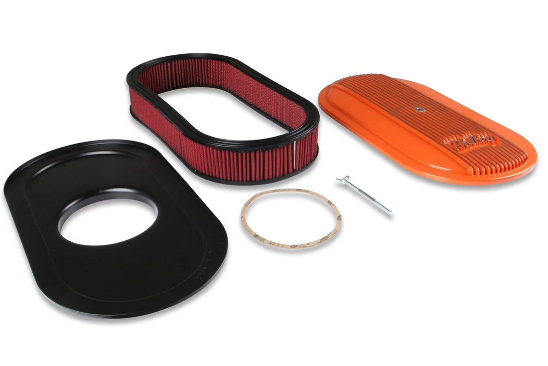 Holley 2.5 x 17 x 9 Inch Red Cotton Gauze Filter Element - Single 4-bbl Baseplate 120-403 - Back View