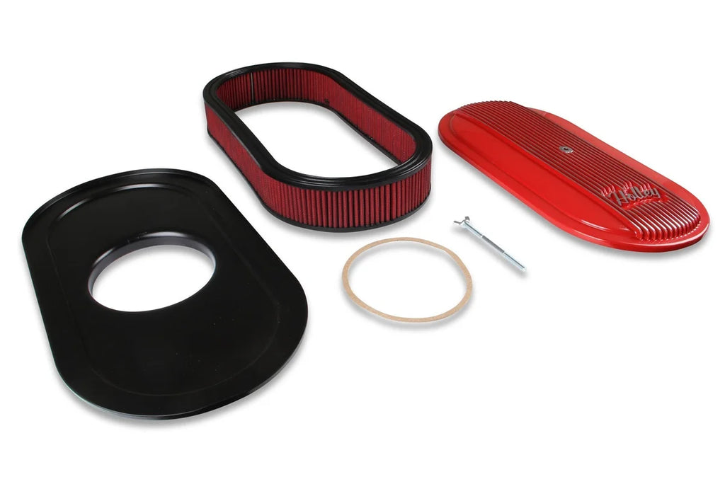 Holley 2.5 x 17 x 9 Inch Red Cotton Gauze Filter Element - Single 4-bbl Baseplate 120-404 - Back View