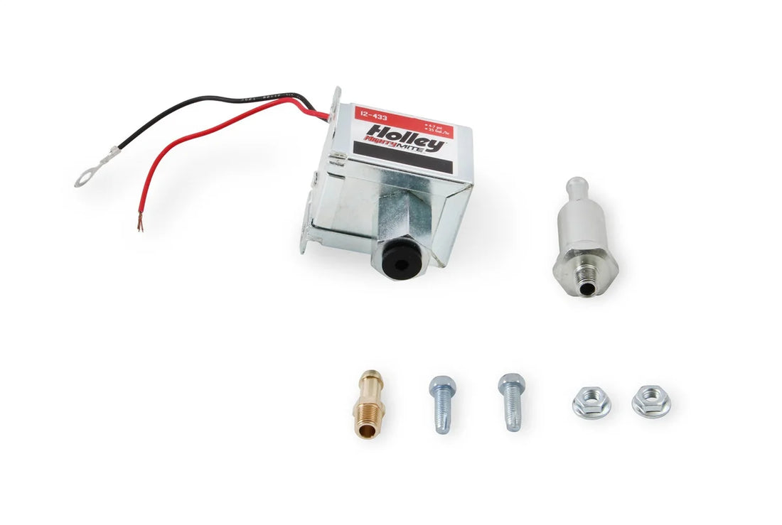 Holley 32 GPH Holley Mighty Mite Electric Fuel Pump, 4-7 PSI 12-433 - Side View