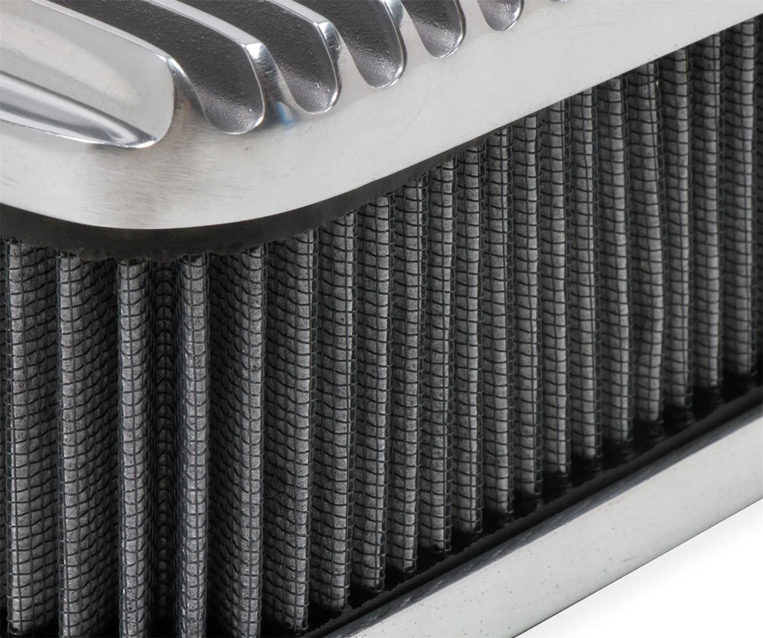 Holley 3X2 Air Cleaners - Finned with S&B filters - Set of 3 120-105 - Side View