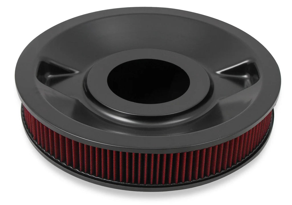 Holley 4150 Drop Base Air Cleaner Black w/3" Red Washable Gauze Filter 120-4230 - Side View