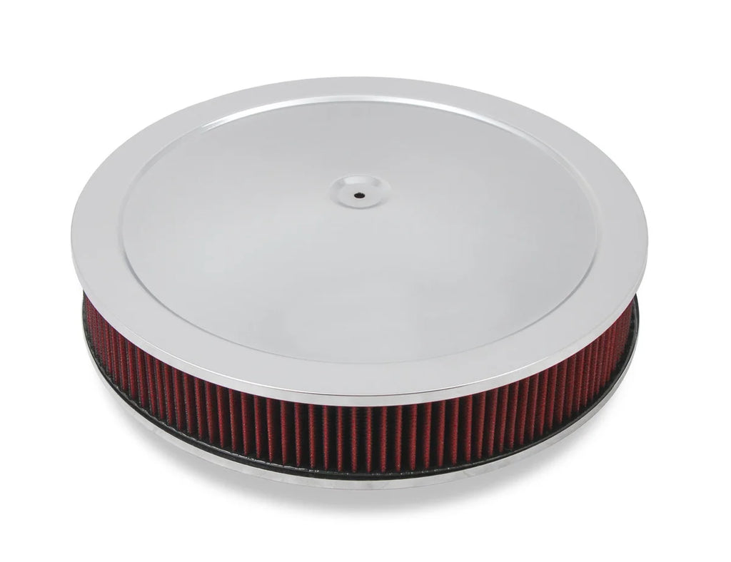 Holley 4150 Drop Base Air Cleaner Chrome w/3" Red Washable Gauze Filter 120-4130 - Main Product View