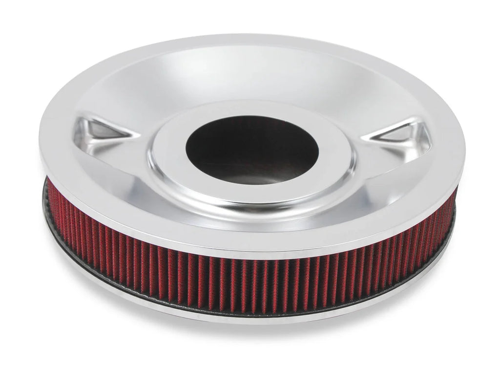 Holley 4150 Drop Base Air Cleaner Chrome w/3" Red Washable Gauze Filter 120-4130 - Side View