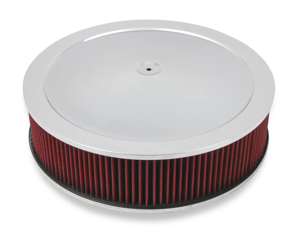 Holley 4150 Drop Base Air Cleaner Chrome w/4" Red Washable Gauze Filter 120-4140 - Main Product View