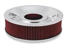 Load image into Gallery viewer, Holley 4150 Drop Base Air Cleaner Chrome w/4" Red Washable Gauze Filter 120-4140 - Side View