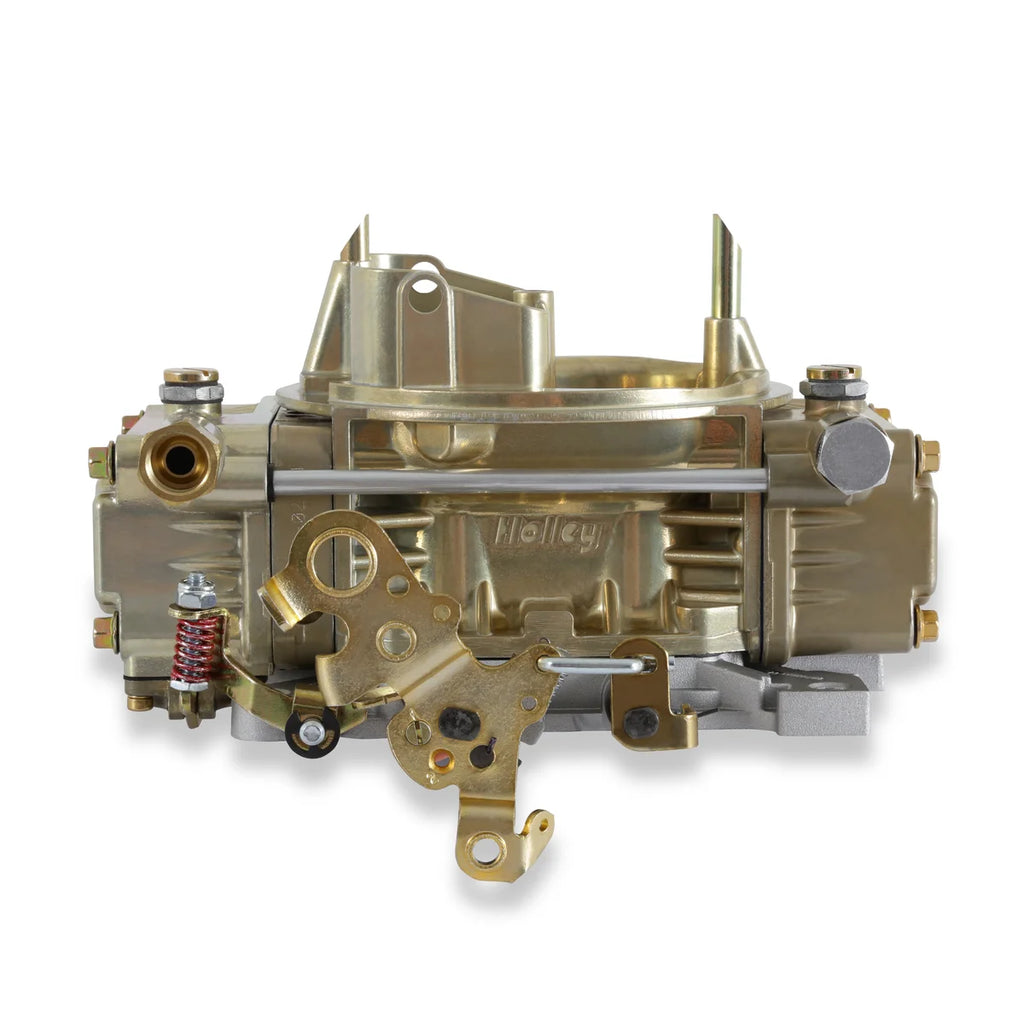 Holley 450 CFM - 4160 - Mechanical Secondaries - Gold Dichromate - Gasoline - Side View