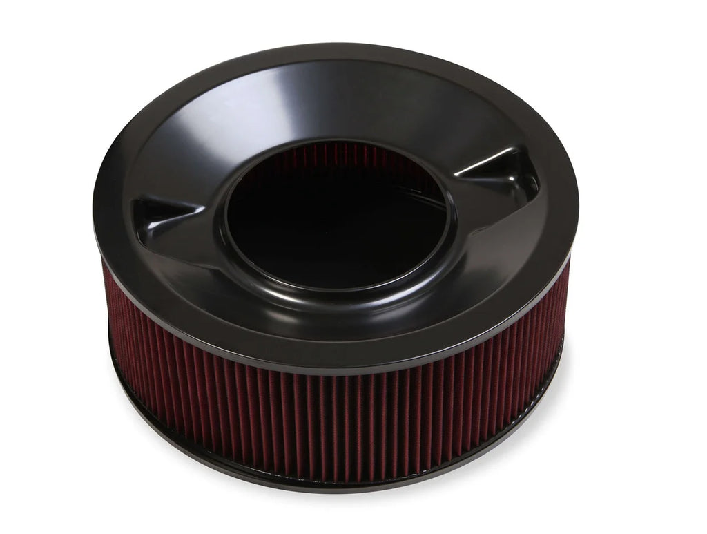 Holley 4500 Drop Base Air Cleaner Black w/6" Red Washable Gauze Filter 120-4660 - Side View