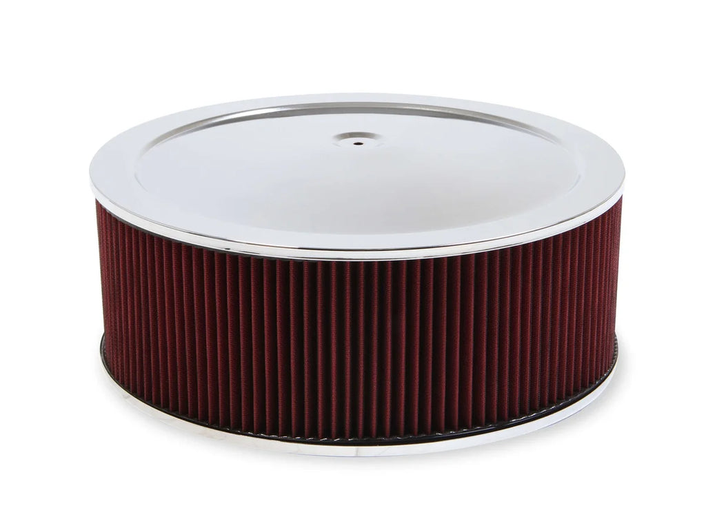 Holley 4500 Drop Base Air Cleaner Chrome w/6" Red Washable Gauze Filter 120-4560 - Main Product View