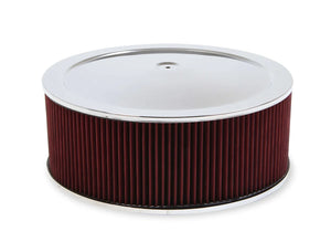 Holley 4500 Drop Base Air Cleaner Chrome w/6" Red Washable Gauze Filter 120-4560 - Main Product View