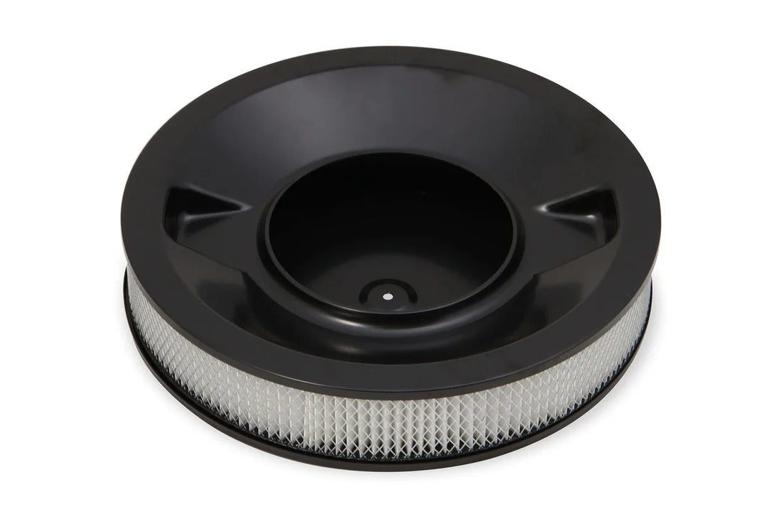 Holley 4500 drop-base air cleaner black w/3" paper filter 120-4635 - Side View