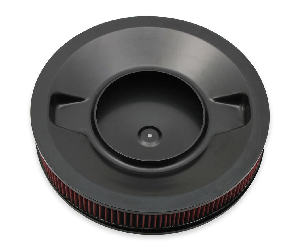 Holley 4500 drop base air cleaner black w/3" red washable gauze filter 120-4630 - Side View