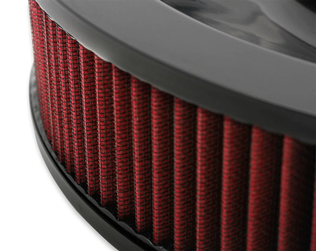 Holley 4500 drop base air cleaner black w/3" red washable gauze filter 120-4630 - Back View