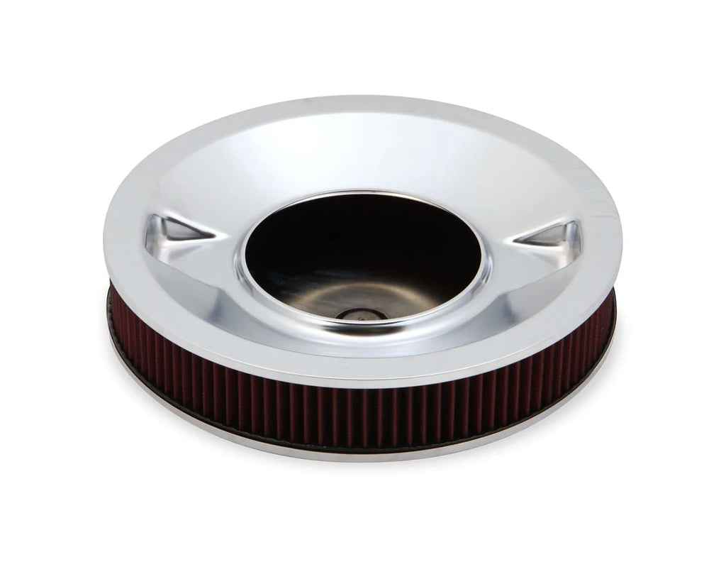 Holley 4500 drop base air cleaner chrome w/3" red washable gauze filter 120-4530 - Side View