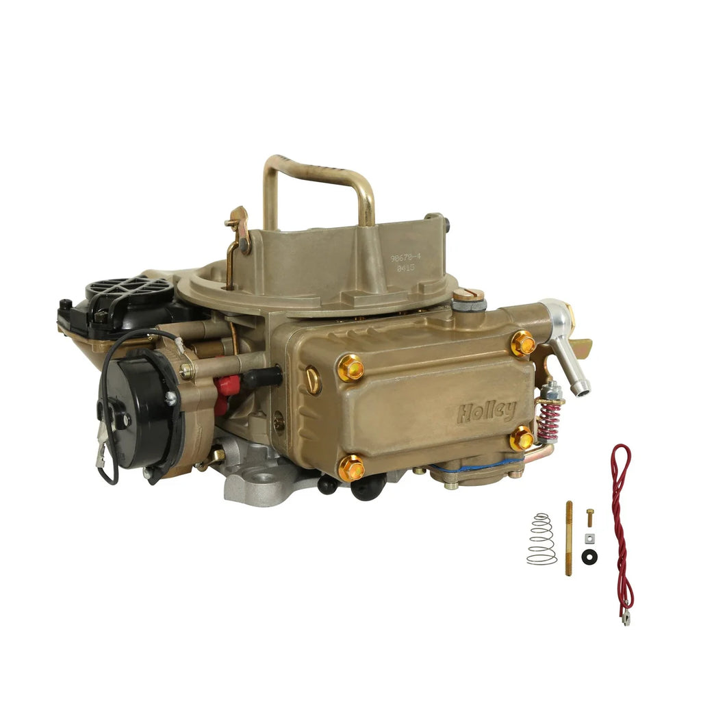 Holley 670 CFM - 4150 - Vacuum Secondaries - Gold Dichromate - Gasoline - Side View