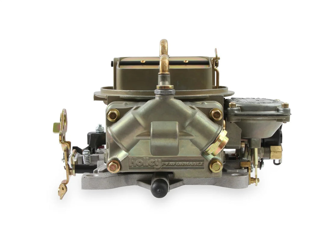 Holley 750 CFM - 4150 - Vacuum Secondaries - Gold Dichromate - Gasoline 0-9015-2 - Side View