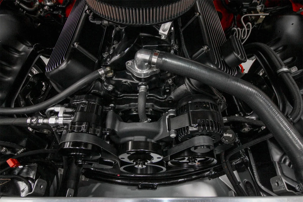 Holley Big Block Chevy Mid-Mount Complete Accessory System- Black Finish 20-242BK - Side View
