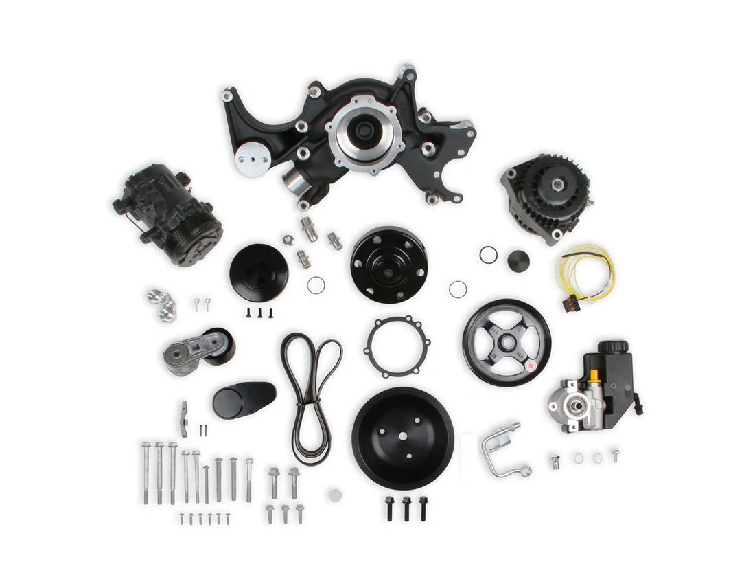 Holley Big Block Chevy Mid-Mount Complete Accessory System- Black Finish 20-242BK - Back View
