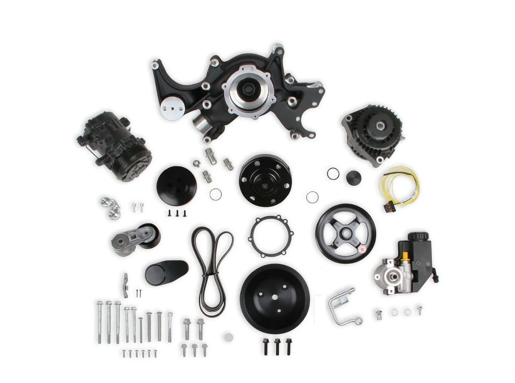 Holley Big Block Chevy Mid-Mount Complete Accessory System- Black Finish 20-242BK - Back View