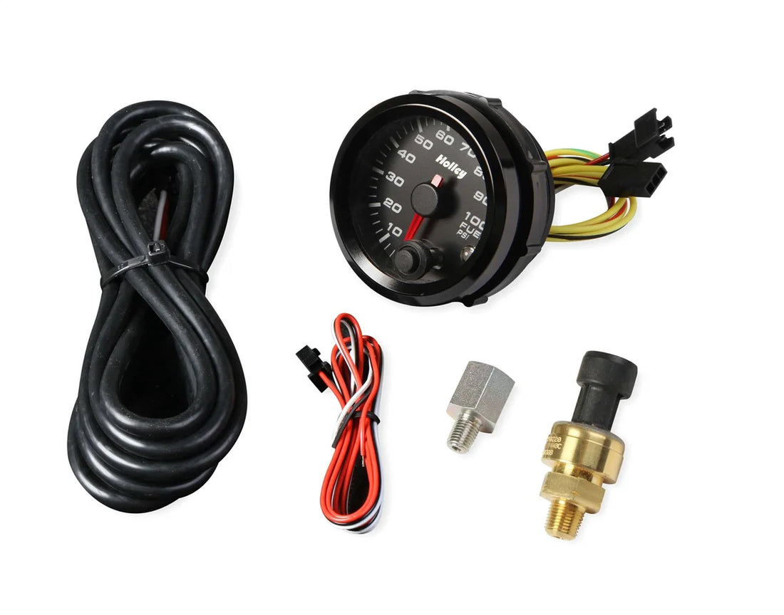 Holley Black 2-1/16" Fuel Pressure 0-100psi-Holley logo 26-608 - Side View