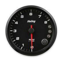 Load image into Gallery viewer, Holley Black 3-3/8" Tachometer 0-8K Standalone w/ Internal Shiftlight-Holley logo 26-615 - Main Product View