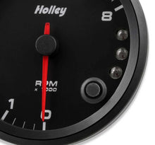 Load image into Gallery viewer, Holley Black 3-3/8" Tachometer 0-8K Standalone w/ Internal Shiftlight-Holley logo 26-615 - Side View