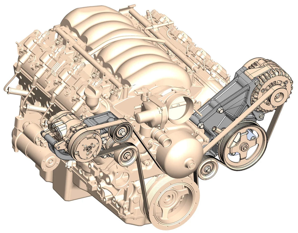 Holley Black Alt, P/S & A/C- Fits Sanden SD508 or SD7 Comp. - Main Product View