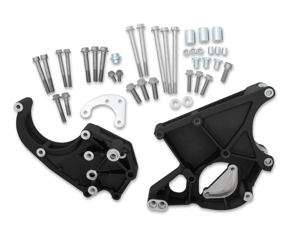Holley Black Alt, P/S & A/C- Fits Sanden SD508 or SD7 Comp. - Side View
