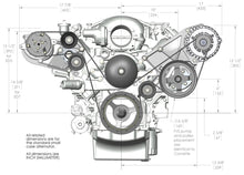 Load image into Gallery viewer, Holley Black Alt, P/S &amp; A/C- Fits Sanden SD508 or SD7 Comp. - Dimension Reference