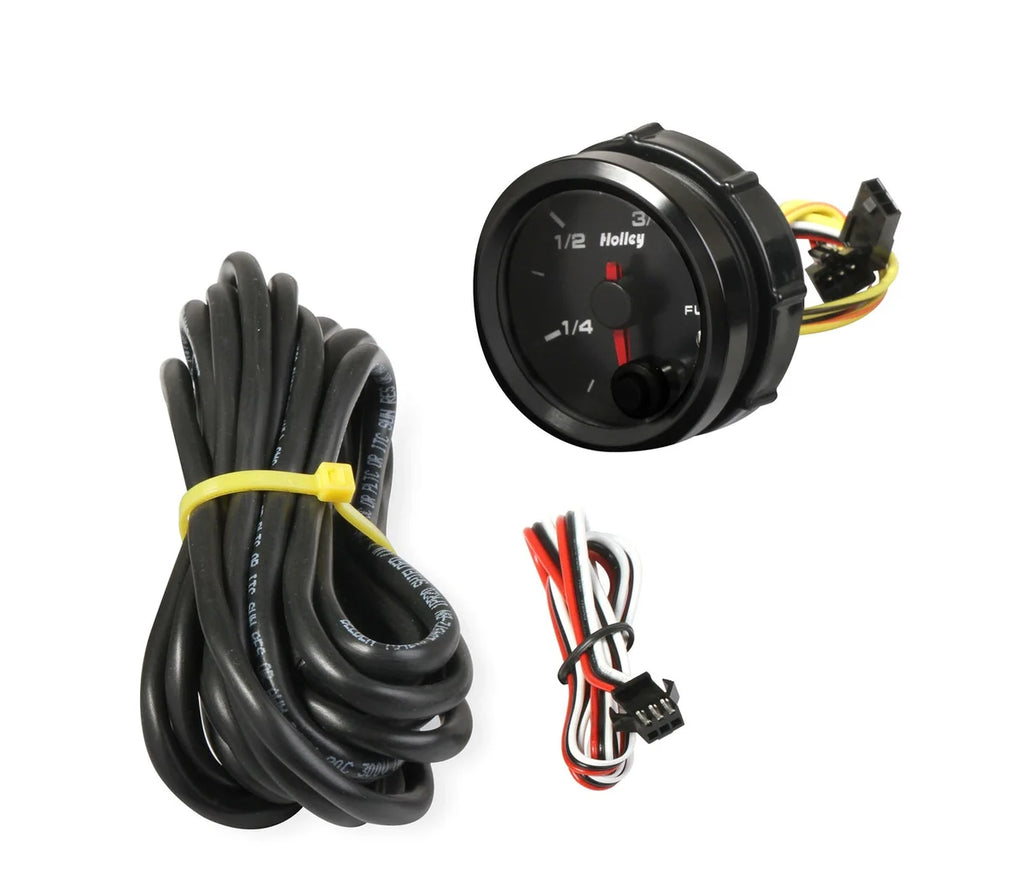 Holley Black Face 2-1/16" Fuel Level Gauge-Holley logo 26-614 - Side View