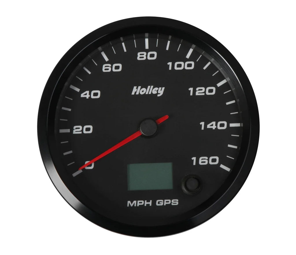 Holley Black Face, 3-3/8" 160 MPH GPS Speedometer (with Odometer) 26-612 - Main Product View