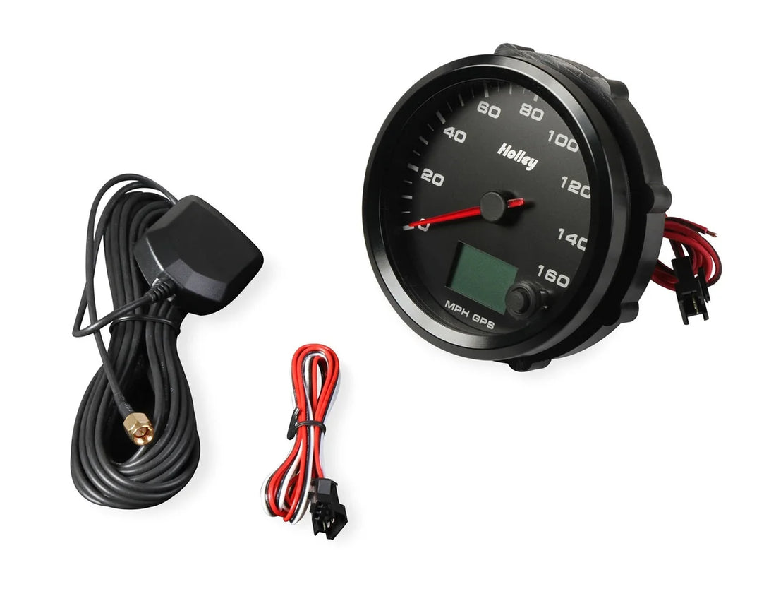 Holley Black Face, 3-3/8" 160 MPH GPS Speedometer (with Odometer) 26-612 - Side View
