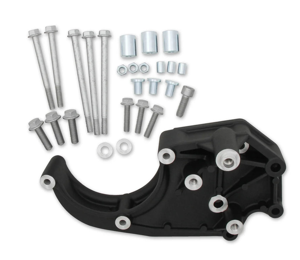 Holley Black Passenger's Side Bracket Only (A/C) - Fits Sanden SD508 or SD7 Comp. - Side View