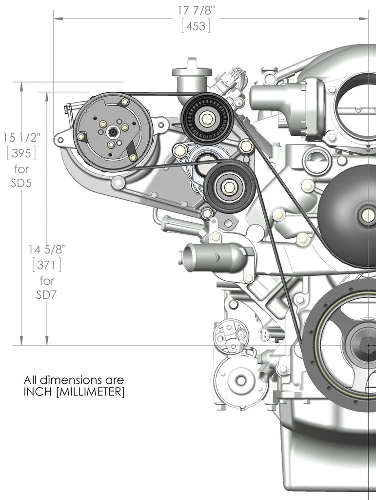 Holley Black Passenger's Side Bracket Only (A/C) - Fits Sanden SD508 or SD7 Comp. - Dimension Reference
