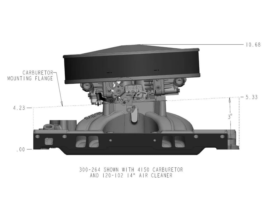 Holley - Chevy Small Block V8 with L31 Vortec cylinder heads 300-264 - Dimension Reference