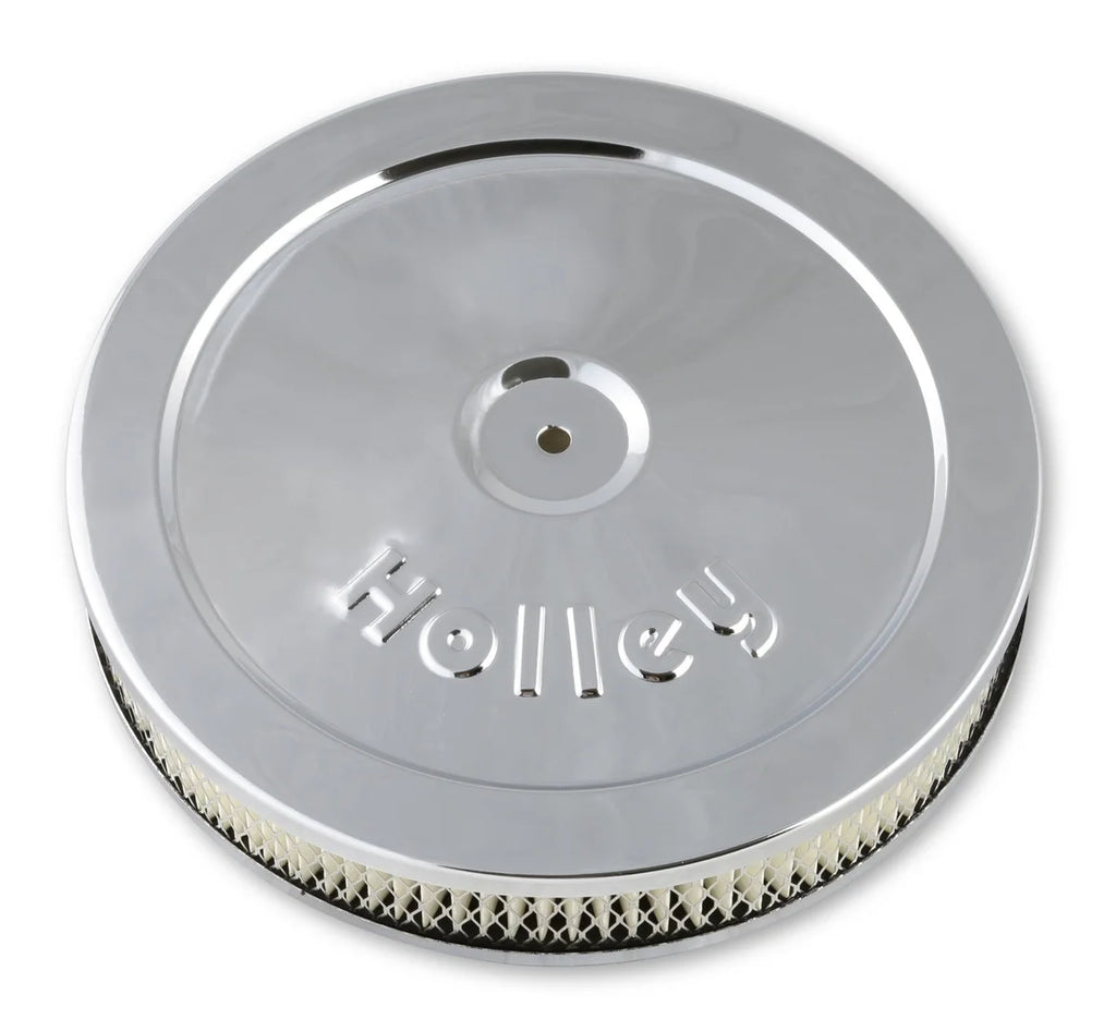Holley Chrome Round 10" Air Cleaner Assembly, Fits Carburetors w/5.125" Dia. Neck 120-145 - Main Product View