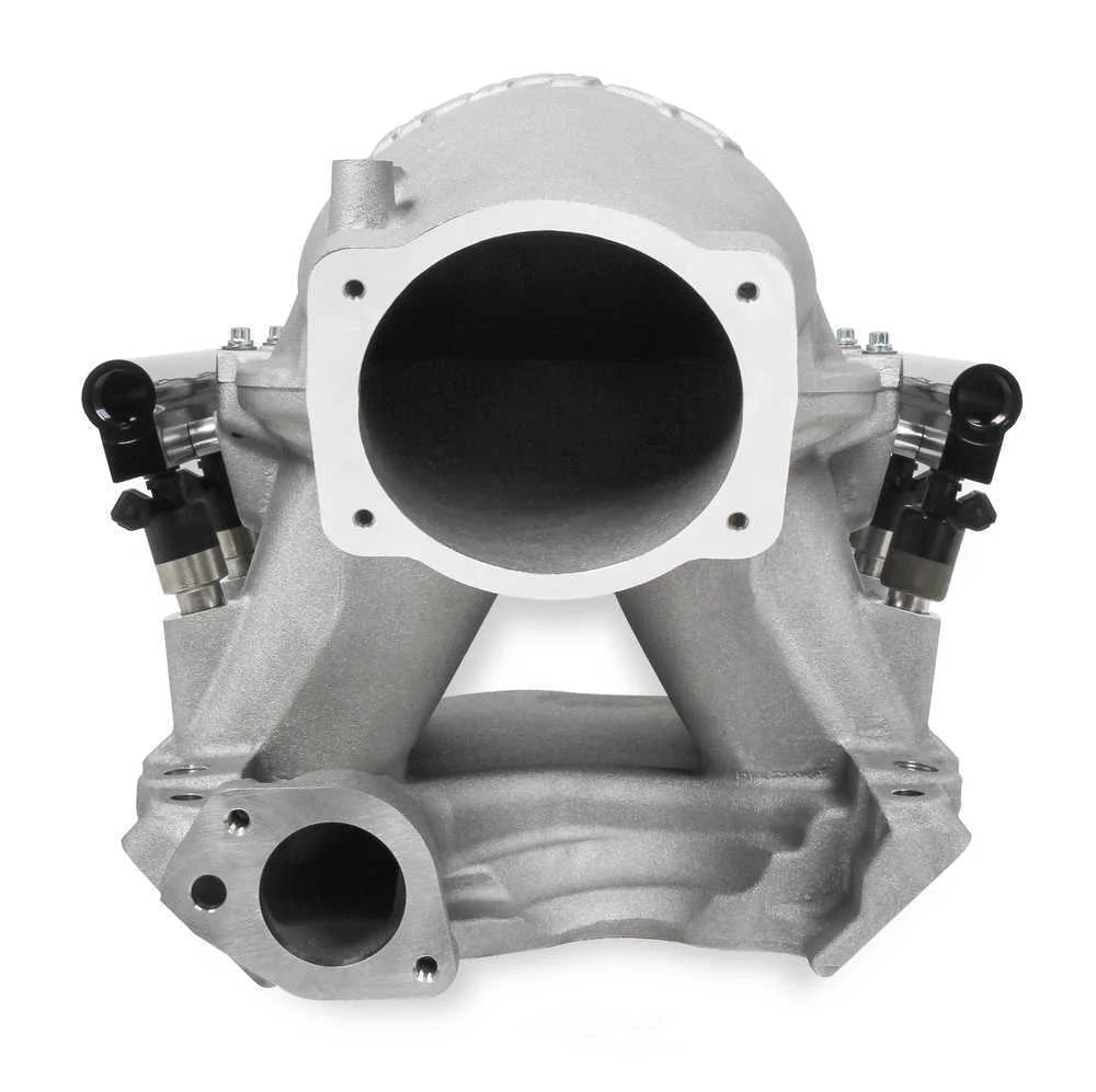 Holley EFI 8.2" Hi-Ram Intake Manifold 95mm Throttle Body Flange Top. 300-272 fits Ford SBF / LS - Side View